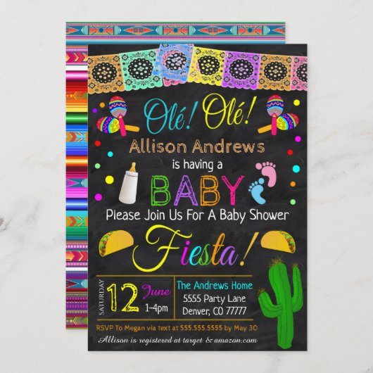 Fiesta Baby shower Uitnodiging (Voorkant / Achterkant)