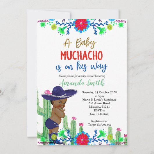 Fiesta Baby shower Uitnodiging Boy Fiesta Douche (Voorkant)