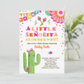 Fiesta Baby shower uitnodiging Floral Senorita Mei (Staand voorkant)