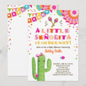 Fiesta Baby shower uitnodiging Floral Senorita Mei (Voorkant / Achterkant)