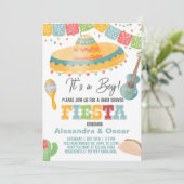 Fiesta baby shower-uitnodiging, het is een jongen- kaart (Staand voorkant)