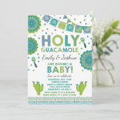Fiesta Baby shower Uitnodiging Holy Guacamole Part (Staand voorkant)