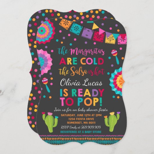 Fiesta Baby shower Uitnodiging Mexicaans Baby show (Voorkant / Achterkant)