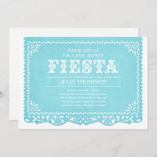Fiesta Baby Shower-uitnodigingen Kaart (Voorkant / Achterkant)