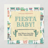 Fiesta Baby Sprinkle Invitation Cactus Greenery Kaart (Voorkant / Achterkant)