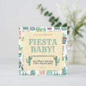 Fiesta Baby Sprinkle Invitation Cactus Greenery Kaart (Staand voorkant)