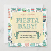 Fiesta Baby Sprinkle Invitation Cactus Greenery Kaart (Voorkant)