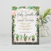 Fiesta Baby Sprinkle Invitation Cactus Greenery Kaart (Staand voorkant)
