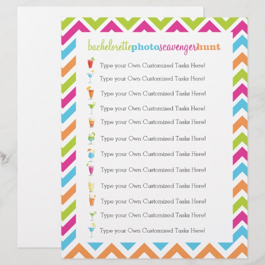 Fiesta Bachelorette Foto Scavenger Hunt Game (Voorkant / Achterkant)