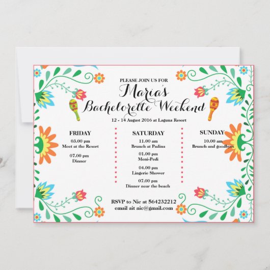 Fiesta Bachelorette Party Uitnodiging, Kaart (Voorkant)