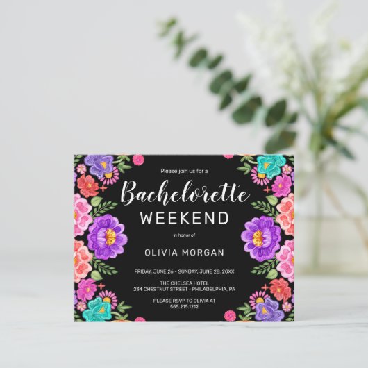 Fiesta Bachelorette Weekendfeest Uitnodiging (Staand voorkant)