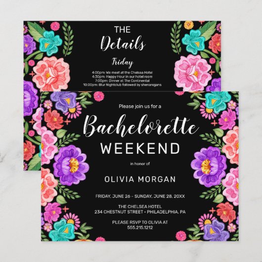 Fiesta Bachelorette Weekendfeest Uitnodiging (Voorkant / Achterkant)