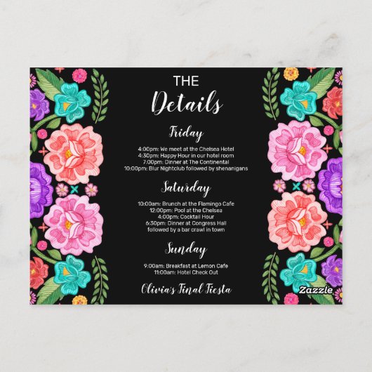 Fiesta Bachelorette Weekendfeest Uitnodiging (Achterkant)