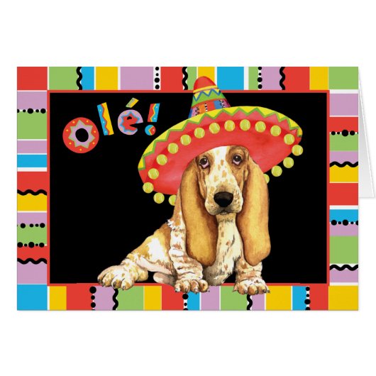 Fiesta Basset Greeting Card (Voorkant Horizontaal)
