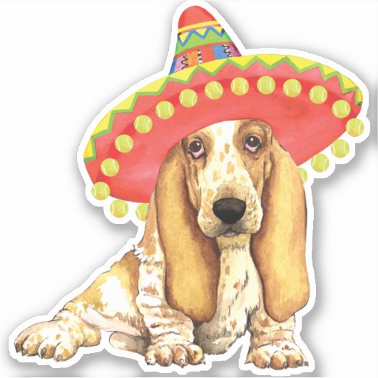 Fiesta Basset Hound Vinyl Sticker (Voorkant)