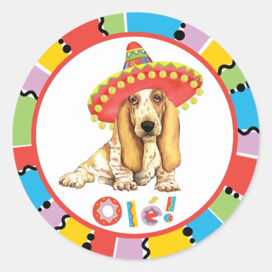 Fiesta Basset Ronde Sticker (Voorkant)
