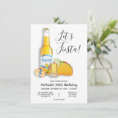 Fiesta Beer tequila schiet taco Birthday Invit Kaart (Staand voorkant)