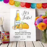 Fiesta Beer tequila schiet taco Birthday Invit Kaart<br><div class="desc">Laten we Fiesta,  Beer,  Cervesa,  maraca,  tequila shot en taco Birthday Party. Geweldig voor een mijlpaal verjaardag. 30e,  40e,  50e,  60e,  enz. Viel met een Mexicaanse Fiesta verjaardag! Geweldig eenvoudig en modern gevoel.</div>