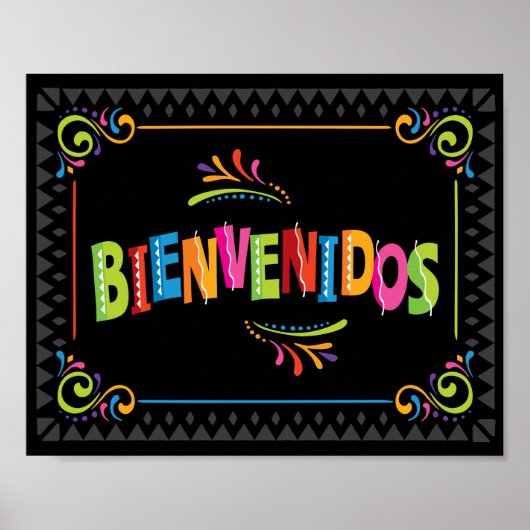 Fiesta BIENVENIDOS Party Sign Print (Voorkant)