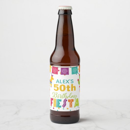 Fiesta Bierlabel Wit - Naam/Jaar aanpassen Bier Etiket (Voorkant)
