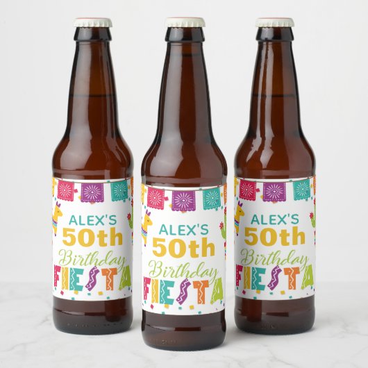 Fiesta Bierlabel Wit - Pas Naam/jaar aan Bier Etiket (Flessen)