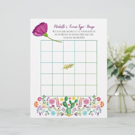 FIESTA BINGO Bruids Baby shower Spelletjes (Staand voorkant)