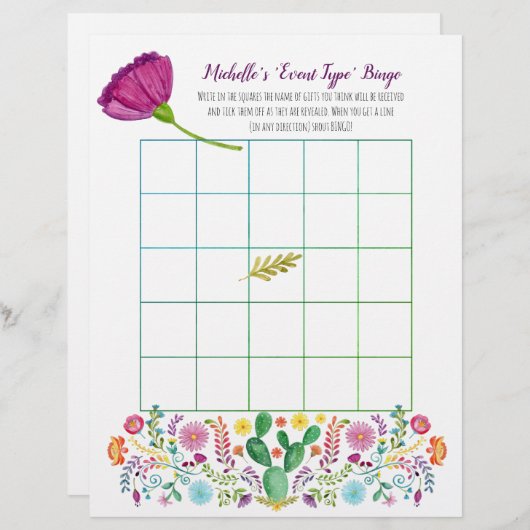 FIESTA BINGO Bruids Baby shower Spelletjes (Voorkant / Achterkant)