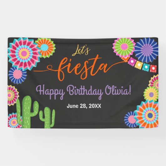 Fiesta Birthday banner Mexican Cactus Floral (Horizontaal)