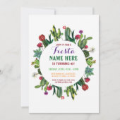 Fiesta Birthday Cactus Cacti Mexico Invitation Kaart (Voorkant)