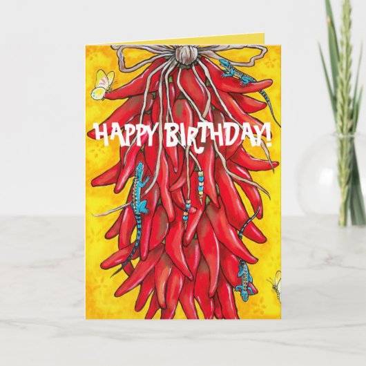 Fiesta Birthday Card Red Chili Pepper Ristra Kaart (Voorkant)