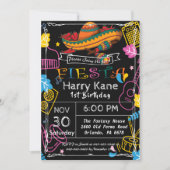 Fiesta Birthday Chalkboard Mexican Kaart (Voorkant)