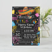 Fiesta Birthday Chalkboard Mexican Kaart (Staand voorkant)