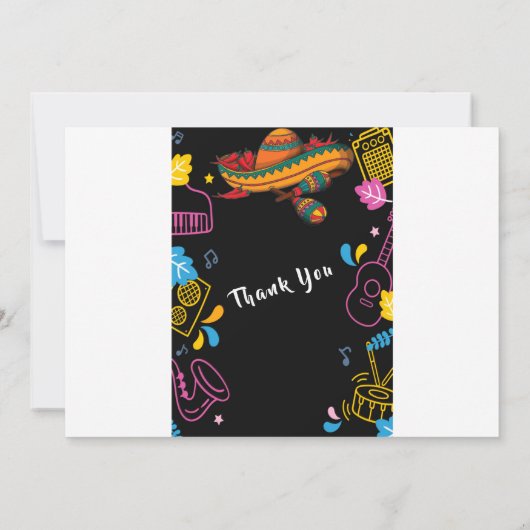 Fiesta Birthday Chalkboard Mexican Kaart (Achterkant)