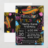 Fiesta Birthday Chalkboard Mexican Kaart (Voorkant / Achterkant)