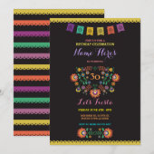 Fiesta Birthday Floral 30e uitnodiging (Voorkant / Achterkant)