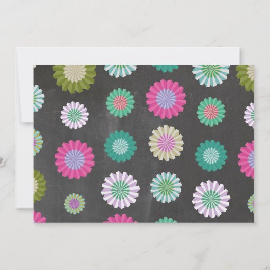 Fiesta Birthday Floral Mexican Fans Pink Flags Kaart (Achterkant)