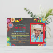 Fiesta Birthday Foto Mexicaans roze ventilatoren r Kaart (Staand voorkant)