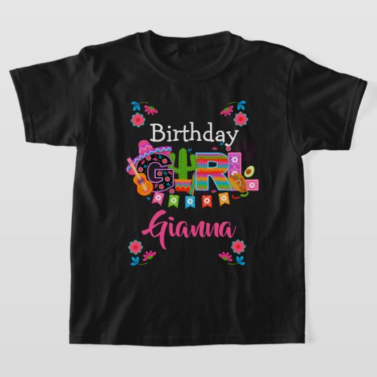 Fiesta Birthday Girl | Mexico | aangepaste leeftij T-shirt (Laagn)