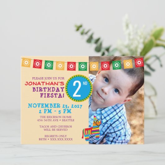 FIESTA BIRTHDAY INVITATIE KAART (Staand voorkant)