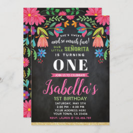 Fiesta Birthday Invitation, Chalkboard Kaart