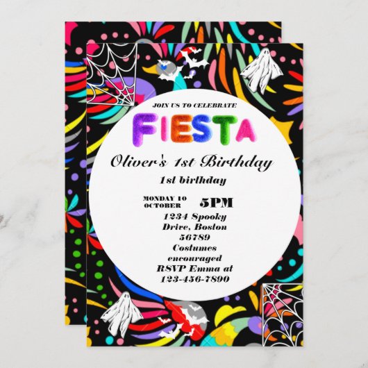 Fiesta Birthday Invitation Chalkboard Mexican Kaart (Voorkant / Achterkant)