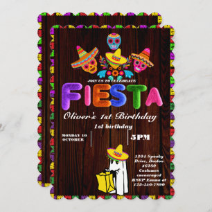 Fiesta Birthday Invitation Chalkboard Mexican Kaart