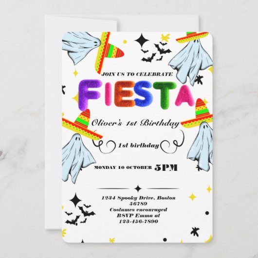 Fiesta Birthday Invitation Chalkboard Mexican Kaart (Voorkant)