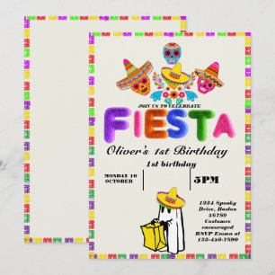 Fiesta Birthday Invitation Chalkboard Mexican Kaart