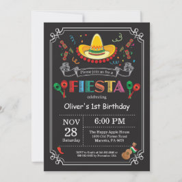 Fiesta Birthday Invitation Chalkboard Mexican Kaart