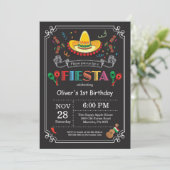 Fiesta Birthday Invitation Chalkboard Mexican Kaart (Staand voorkant)