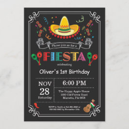 Fiesta Birthday Invitation Chalkboard Mexican Kaart