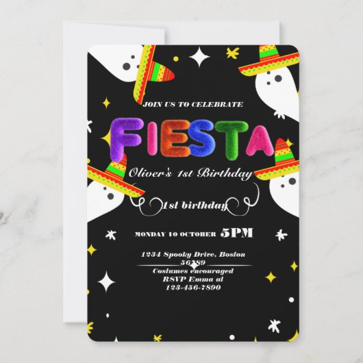 Fiesta Birthday Invitation Chalkboard Mexican Kaart (Voorkant)
