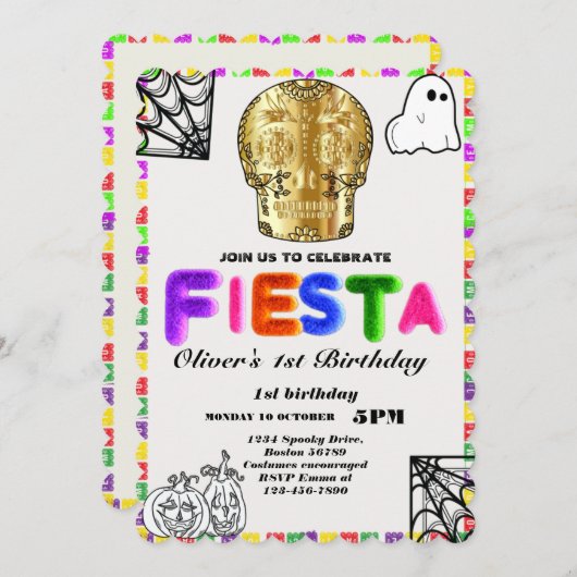 Fiesta Birthday Invitation Chalkboard Mexican Kaart (Voorkant / Achterkant)