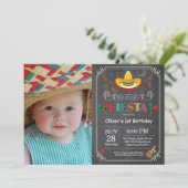 Fiesta Birthday Invitation Chalkboard Mexican Kaart (Staand voorkant)
